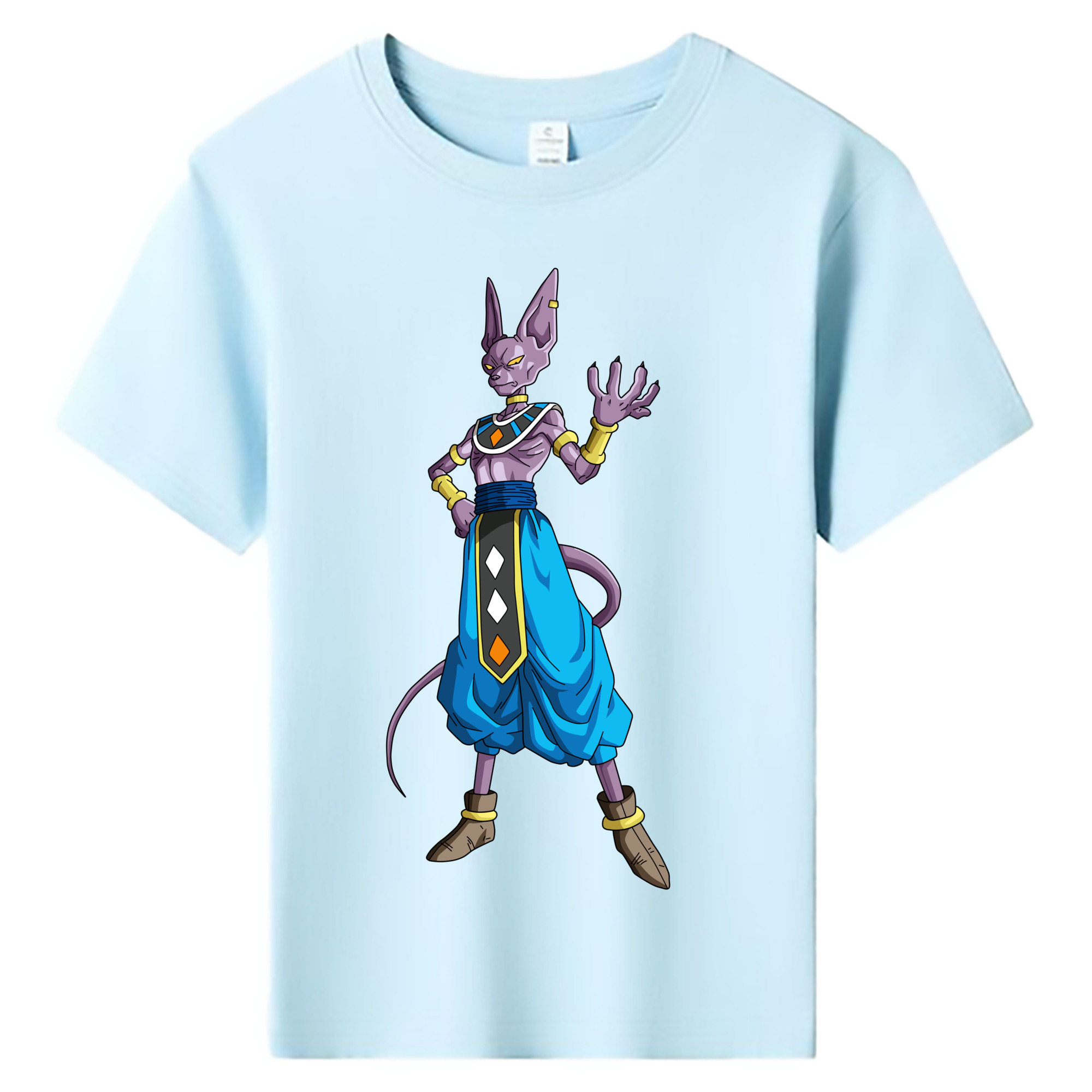 （画像用） ドラゴンボール ビルス 破壊神ビルス DRAGON BALL Beerus Birusu 綿100％キッズTシャツ（フロントプリント）